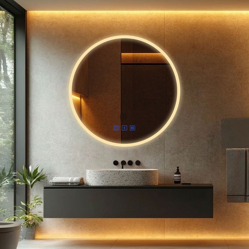 Round led bathroom mirror with - bathroom,